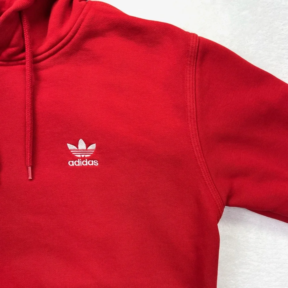 Adidas Originals Hoodie Mens XS Red Trefoil Logo Fleece Sweatshirt Streetwear‎